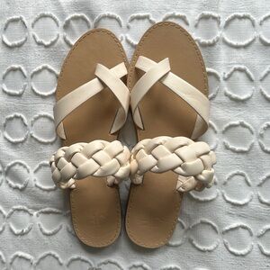 JustFab Cream Braided Sandals
